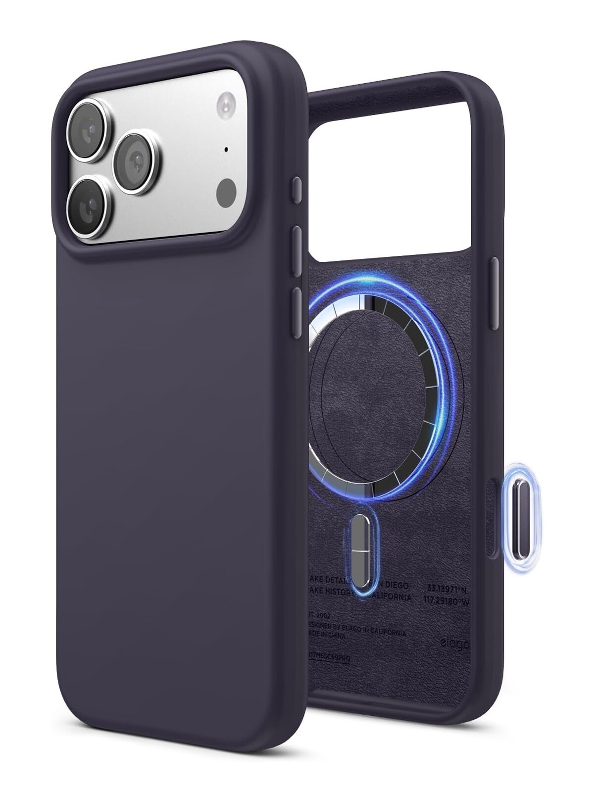 Elago силиконовый чехол для iPhone 17 Pro Max, Magnetic Silicone Deep Purple (MagSafe)