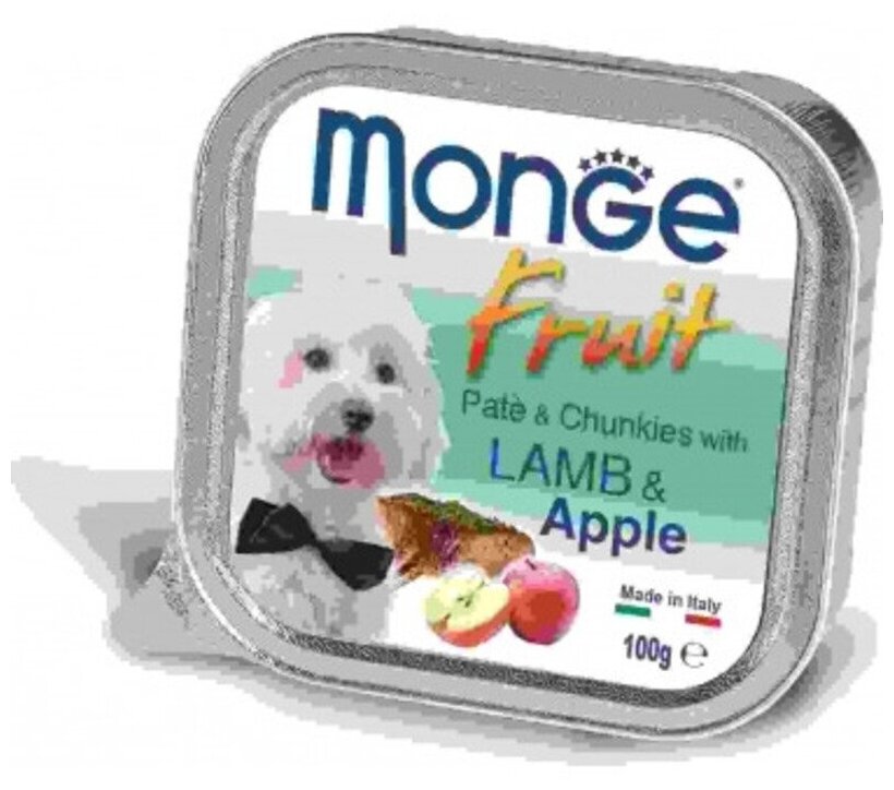 Влажный корм Monge Fruit для взрослых собак, ягненок с яблоком, 100г - фото №7