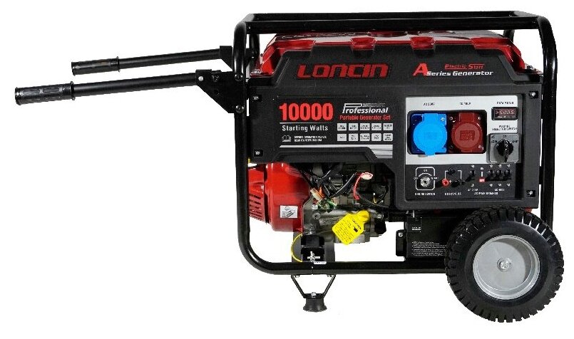 Генератор бензиновый Loncin LC10000D-AS 3-х фазный с мощностью без ограничений при 1-но и 3-х фазном режиме 8.5кВт 220В 380В 25л три фазы