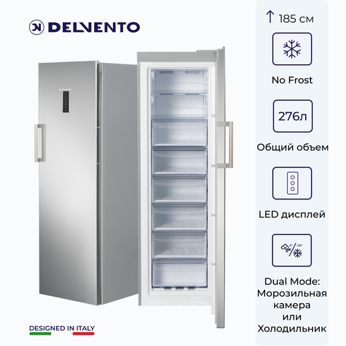 Вертикальный морозильный шкаф DELVENTO VM8301A+ / 185см / FULL NO FROST / DUAL MODE / холодильник+морозильная камера / LED дисплей / перевешиваемые двери / 3 года гарантии