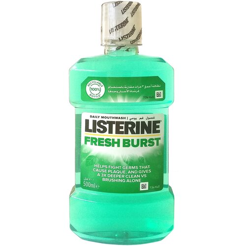 Listerine Ополаскиватель для полости рта Fresh Burst 500 мл в уп, 1 уп, Взрыв свежести