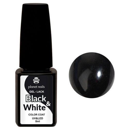 Planet nails Гель-лак Black&White, 8 мл, 443 planet nails верхнее покрытие top coat flake 926 8 мл