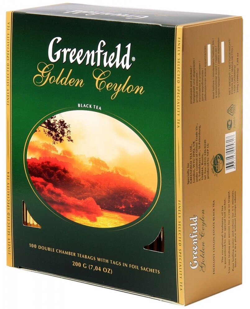 Чай Greenfield Golden Ceylon черный 100пак. карт/уп. (0581-09) - фото №13