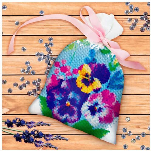 фото Вышивка крестиком на мешочке «цветы». набор для творчества школа талантов