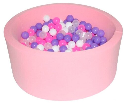 Сухой игровой бассейн "Фиолетовые пузыри” Лайт розовый 80х33 см с 200 шариками: розовый, белый, фиолетовый, прозрачный (sbh211)