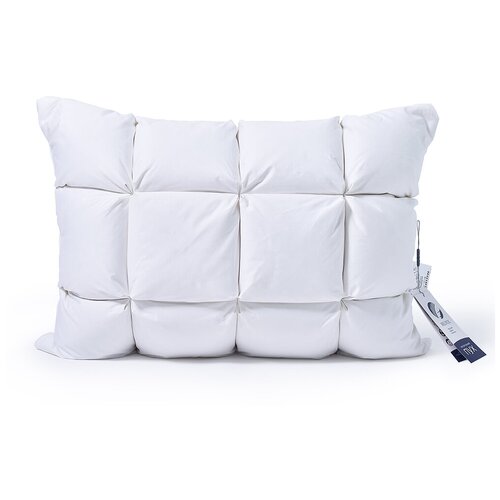 Подушка с дизайнерскими буфами «Orion» Белый пух в сатине, 50x70