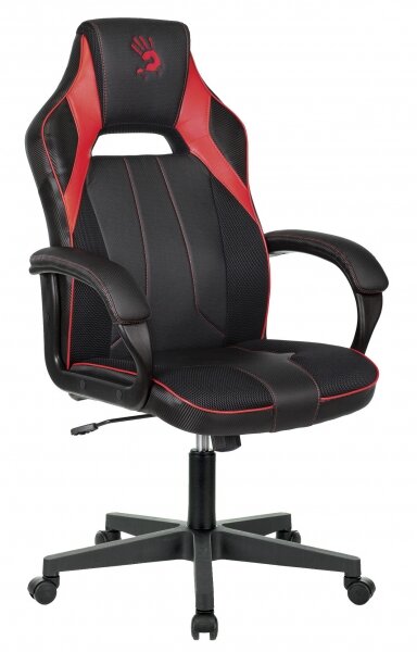 Компьютерное кресло игровое A4Tech Bloody GC-300, обивка: искусственная кожа/текстиль, цвет: черный/красный