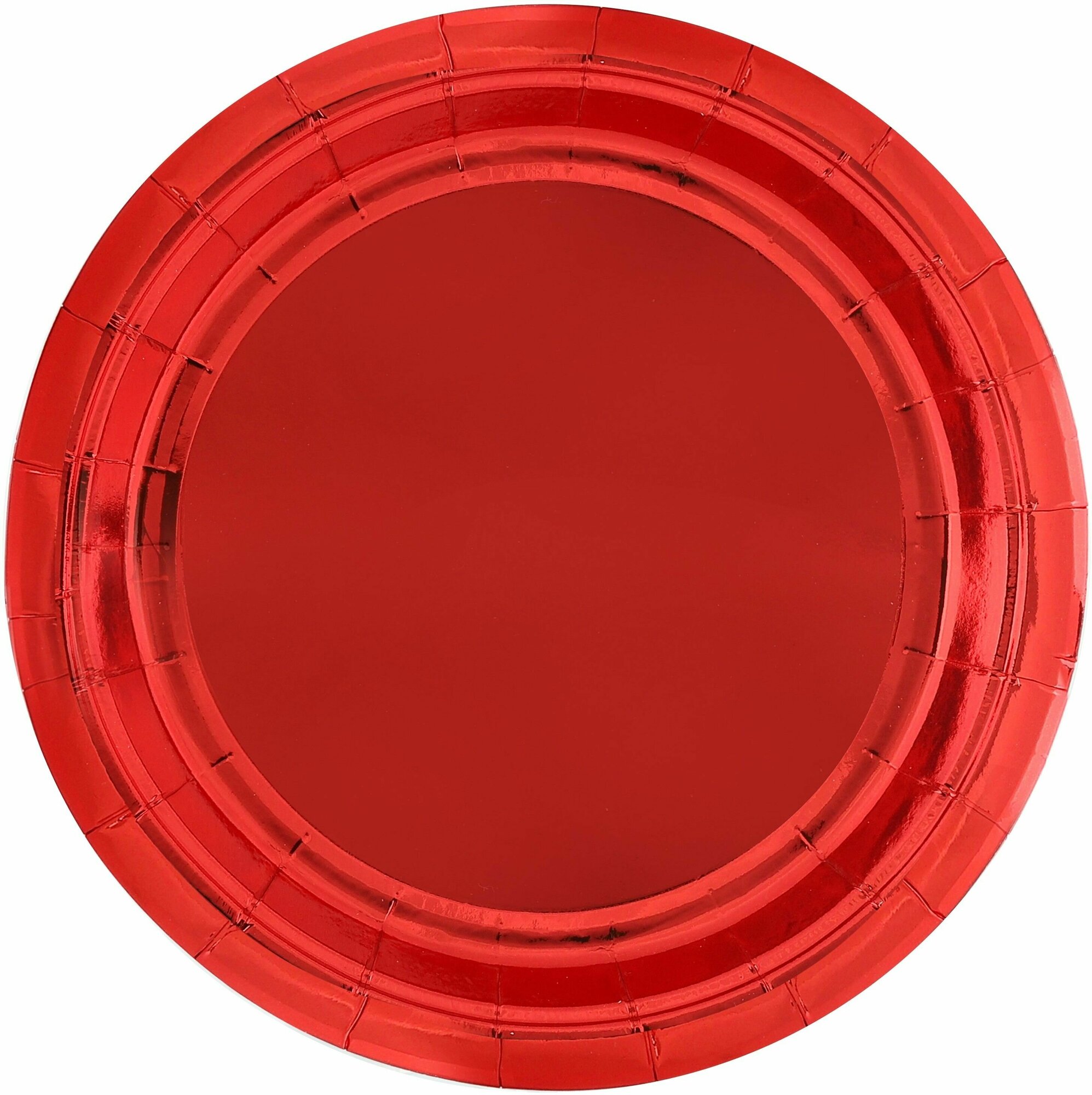 Тарелки одноразовые бумажные/Набор одноразовых бумажных тарелок для праздника (9'/23 см) Красный, Металлик, 6 шт.