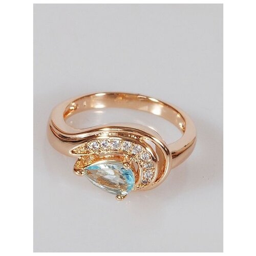 Кольцо помолвочное Lotus Jewelry, фианит, размер 19, голубой