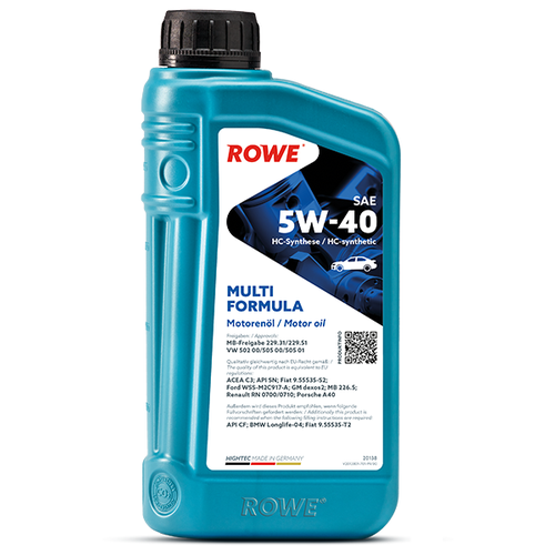 Масло моторное 5w-40 rowe 5л нс-синтетика hightec multi formula c3, rowe, 20138-0050-99