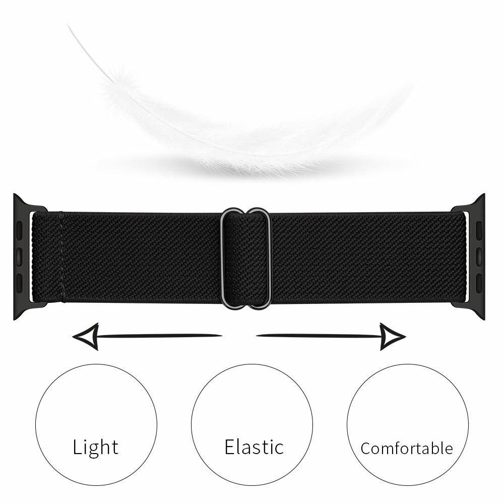 Нейлоновый эластичный ремешок для Apple Watch 42 44 45 49 - черный