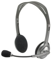 Наушники Logitech H110 с микрофоном, серебристый (981-000271)