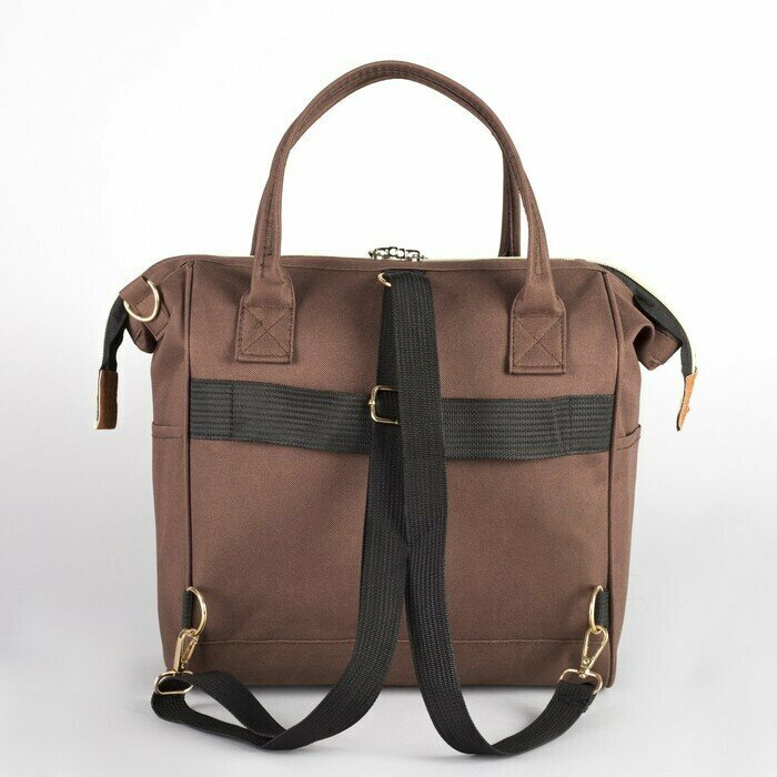 Сумка-рюкзак на колесах, с сумкой-трансформером, отдел на молнии, наружный карман, цвет коричневый - фотография № 16