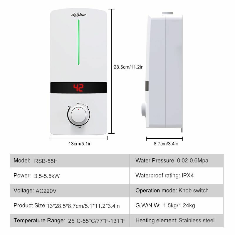 Проточные электрические водонагревателей Anlabeier RSB55 - фотография № 5