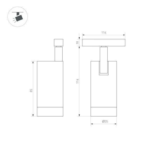 Трековый светодиодный светильник для магнитного шинопровода Arlight Mag-Orient-Spot-R35-6W Warm3000 / - фото №13