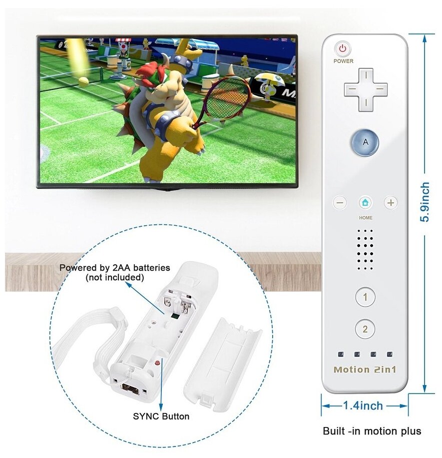 Контроллер Remote Plus Bluetooth + контроллер Nunchuk для консоли Wii/WiiU + накладка