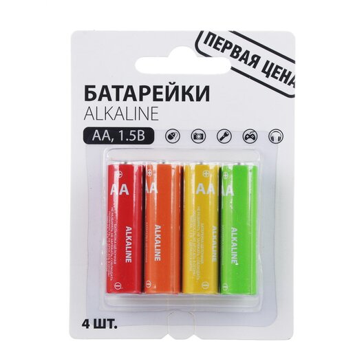 Батарейка Первая цена Alkaline AA/LR6, в упаковке: 4 шт.