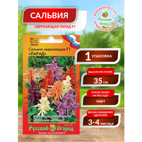 Семена цветов Сальвия Парад, F1, сверкающая, смесь, 15 шт