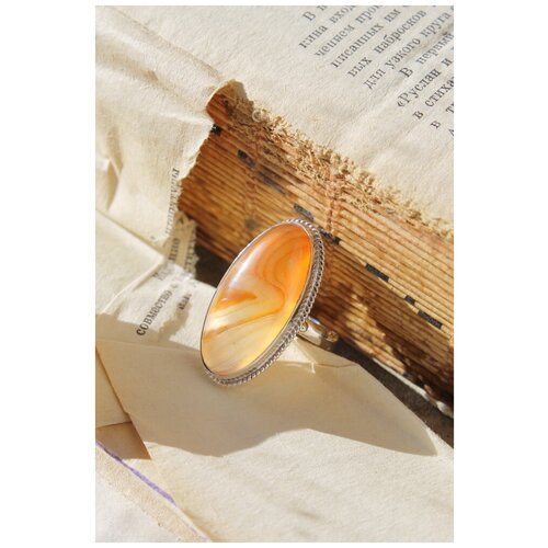 фото Кольцо true stones, серебрение, сердолик, размер 19, оранжевый, желтый