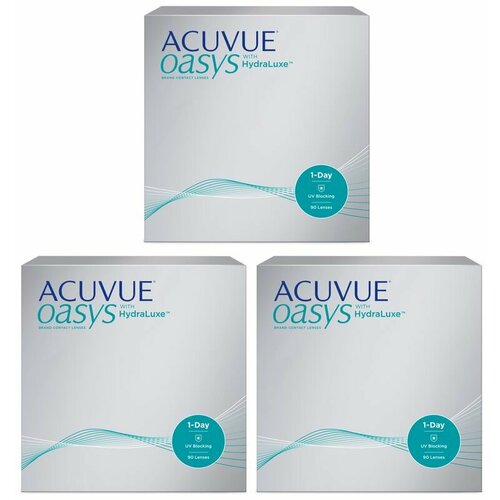 Контактные линзы ACUVUE OASYS 1-Day with HydraLuxe, 90 шт., R 8,5, D -7, 3 уп.