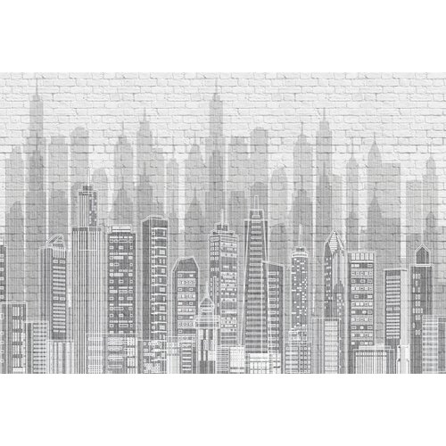 Моющиеся виниловые фотообои GrandPiK Город. Графика. Черно-белый, 400х270 см