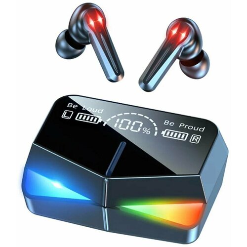 Наушники беспроводные игровые вкладыши с подсветкой Damix M28 черные игровые беспроводные наушники n35 с подсветкой