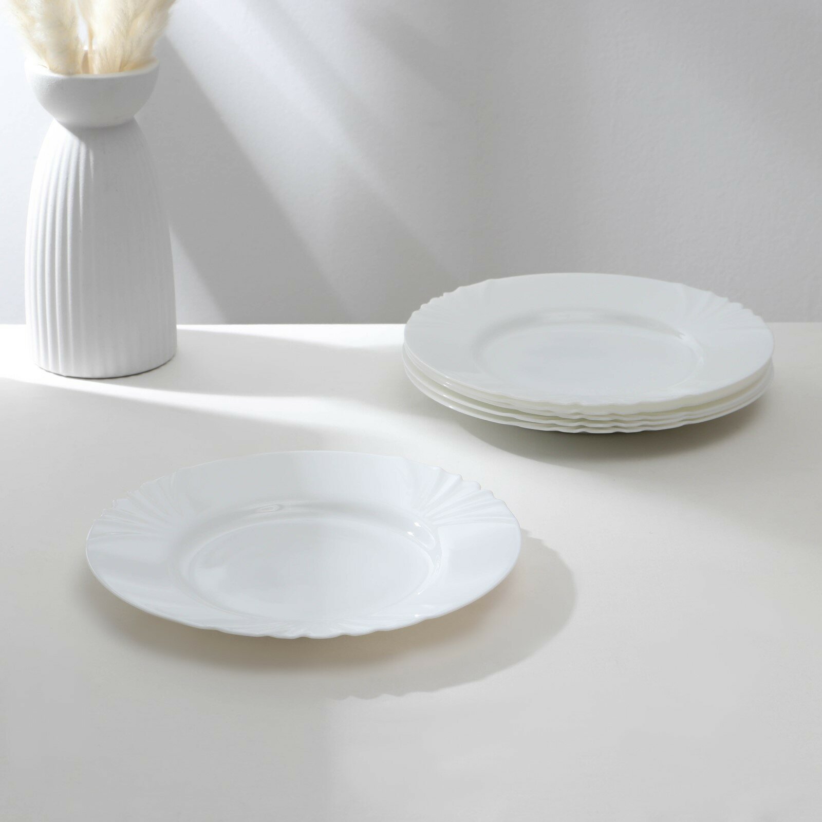 Набор тарелок Luminarc, 6 шт, белые, обеденные, d=25 см, стеклокерамика