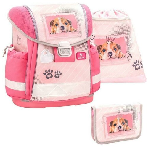 фото Школьный ранец belmil classy my sweet puppy pink с наполнением, пенал c 2 планками, сумка для обуви серия 403-13/о/9 set сербия