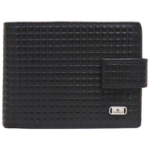 фото Кошелек loui vearner, натуральная кожа, фактура тиснение, на кнопках, отделения для карт и монет, подарочная упаковка, черный