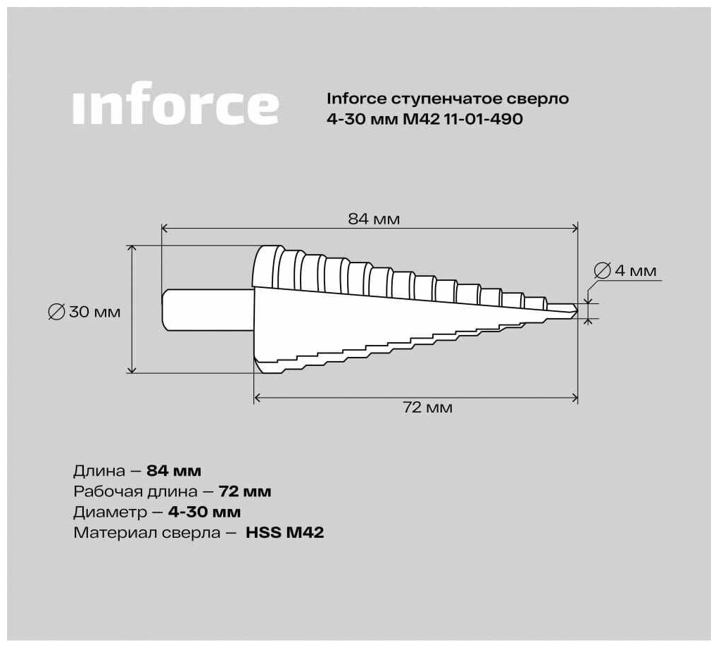 Ступенчатое сверло Inforce - фото №8