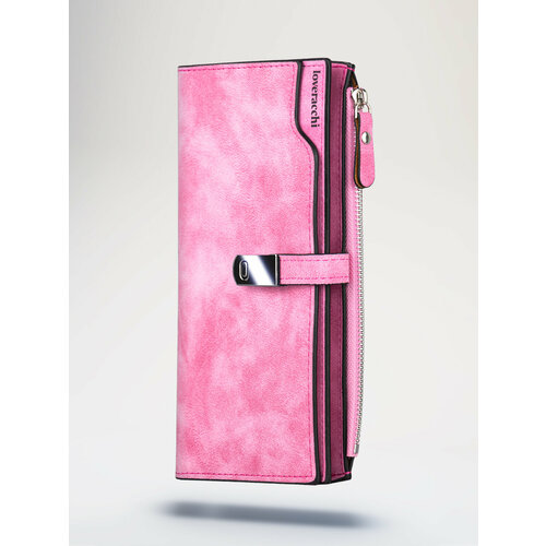 фото Кошелек loveracchi, экокожа, гладкая фактура, на молнии, отделение для карт, розовый