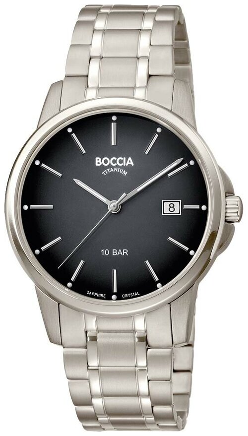 Наручные часы BOCCIA Circle-Oval 3633-07, черный, серебряный