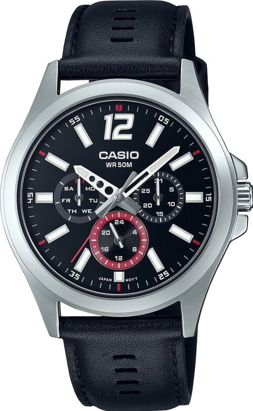 Наручные часы CASIO Наручные часы CASIO MTP-E350L-1B, серебряный, черный