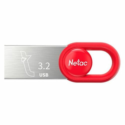 Флешка USB NETAC UM2 32ГБ, USB3.2, серебристый и красный [nt03um2n-032g-32re]