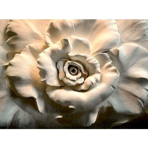 Моющиеся виниловые фотообои GrandPiK Барельеф роза. Гипс, 350х260 см