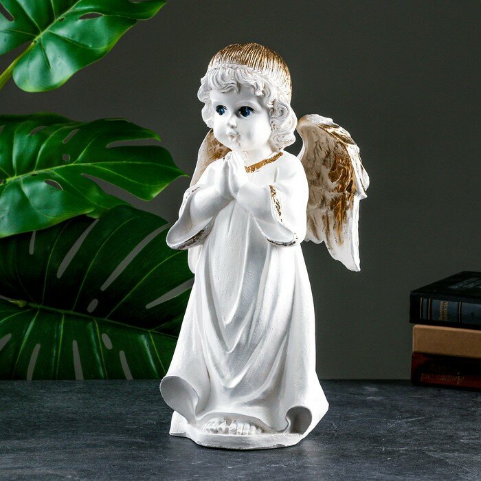 Хорошие сувениры Фигура "Ангел в молитве", белое золото, 21х19х41см