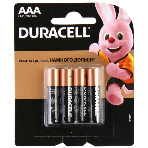 Батарейка Duracell Basic AAA (LR03) алкалиновая, 4BL батарейка duracell lr03 mn2400 4bl basic ааа