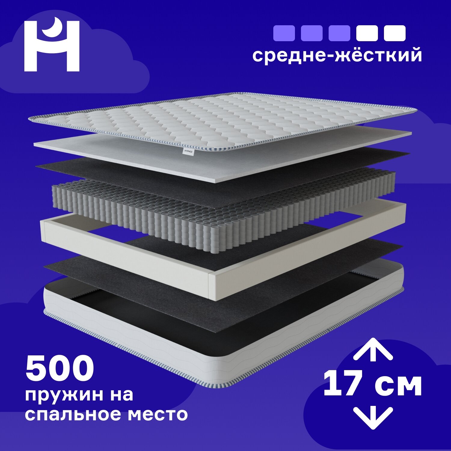 Матрас HYPNOZ Spring Basic, Независимые пружины, 140х190 см
