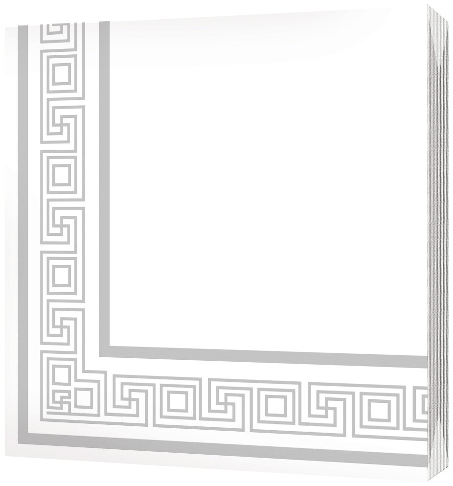 Салфетки бумажные для декупажа для стола "Греческая рамка серебро" 33х33 см 20 шт