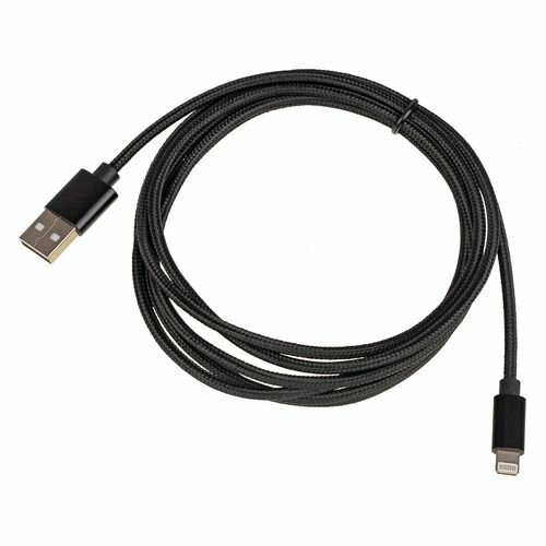 Кабель Lightning (m) - USB (m), 2м, в оплетке, 2.4A, черный