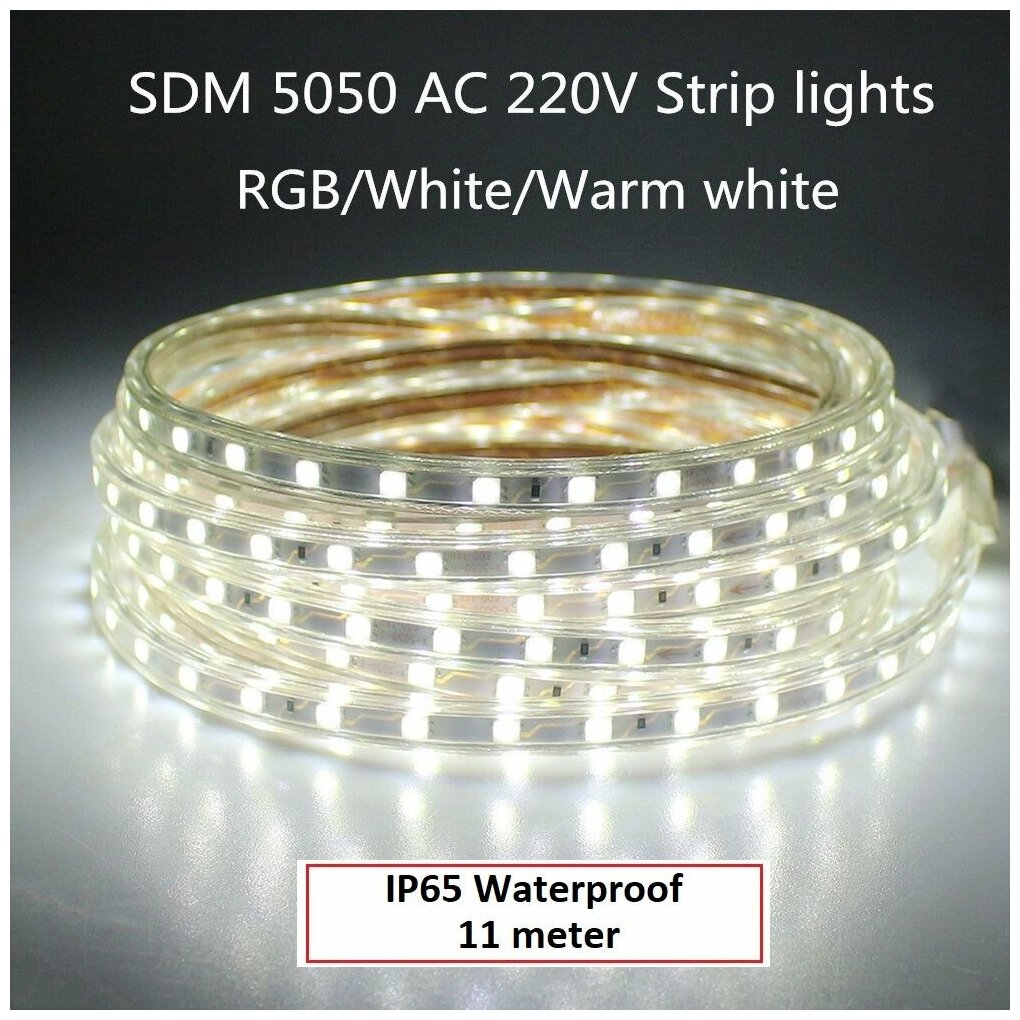 Комплект светодиодной ленты с выключателем для дома, влагозащищенная контурная подсветка 10 м, IP 65, 220V - фотография № 7