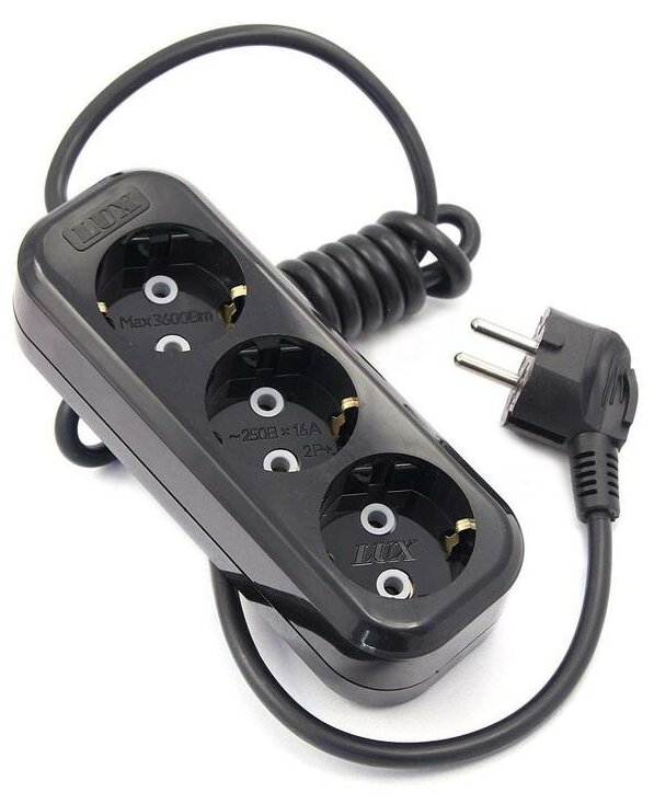 фото Удлинитель Lux У3-Е-05 3 розетки 5 метров с заземлением 718301