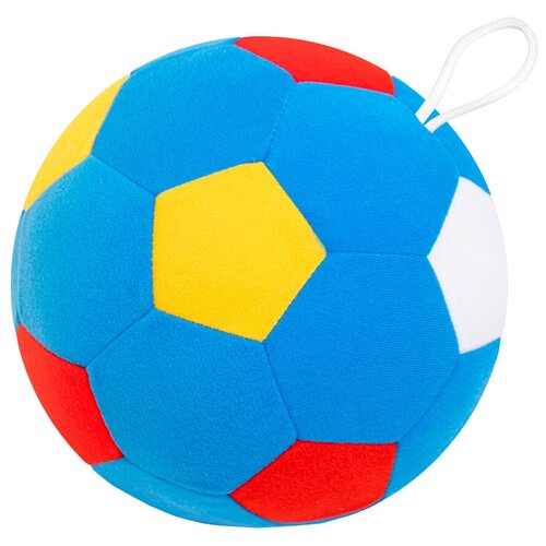 круг футбольный мяч 18 45 см Погремушка Мякиши Мяч футбольный 441, голубой/желтый/красный