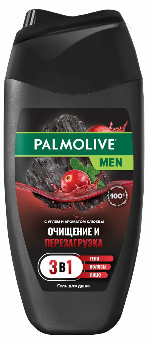 Гель для душа Palmolive Men Очищение и Перезагрузка 3 в 1 для тела волос лица и бороды, 250 мл, 2 шт