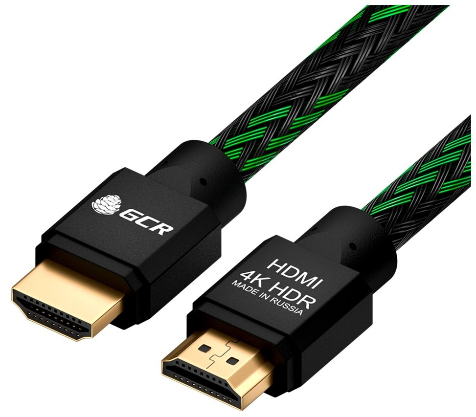 Кабель GCR HDMI - HDMI (GCR-HM481), 0.5 м, 1 шт., черный/черно-зеленый