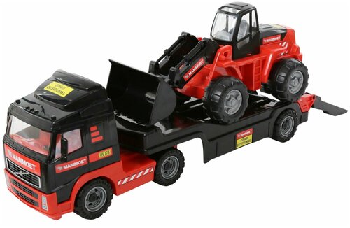 Набор техники Mammoet Toys Трейлер и трактор-погрузчик Volvo 204-01 56733, 75.5 см, красный/черный