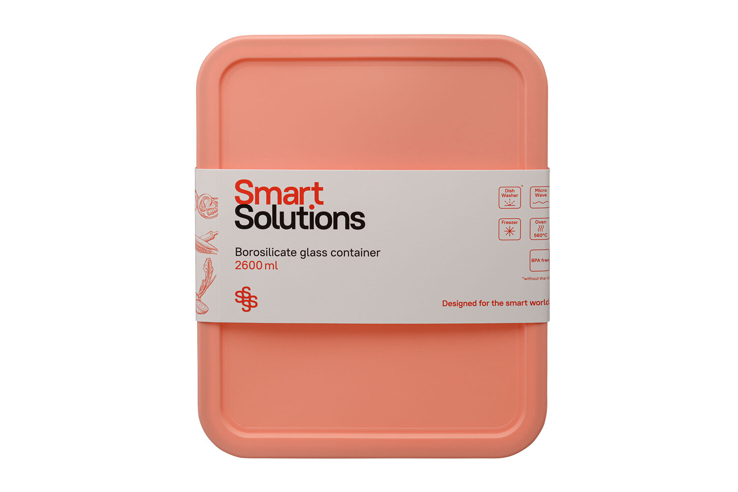 Контейнер для еды Smart Solutions стеклянный 2600 мл розовый JV2600RC - фотография № 13