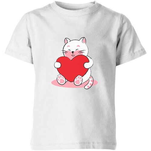 детская футболка милый котик с подписью 140 темно розовый Футболка Us Basic, размер 6, белый