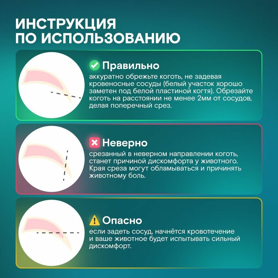 Когтерез для кошек и собак, с ограничителем длинны/ Для животных маленьких и средних пород/ ножницы для стрижки когтей