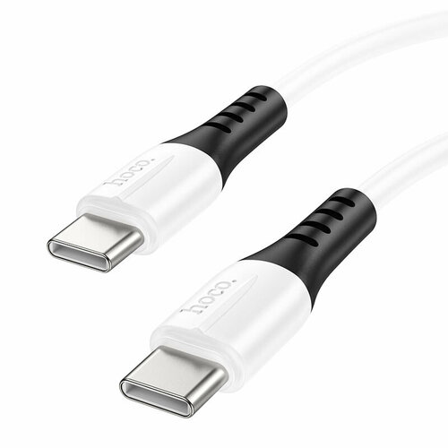 Кабель HOCO Type-C - Type-C X82, 3А, PD60W, силиконовый, 1м, белый usb c кабель hoco x82 type c 3а pd60w силикон 1м черный